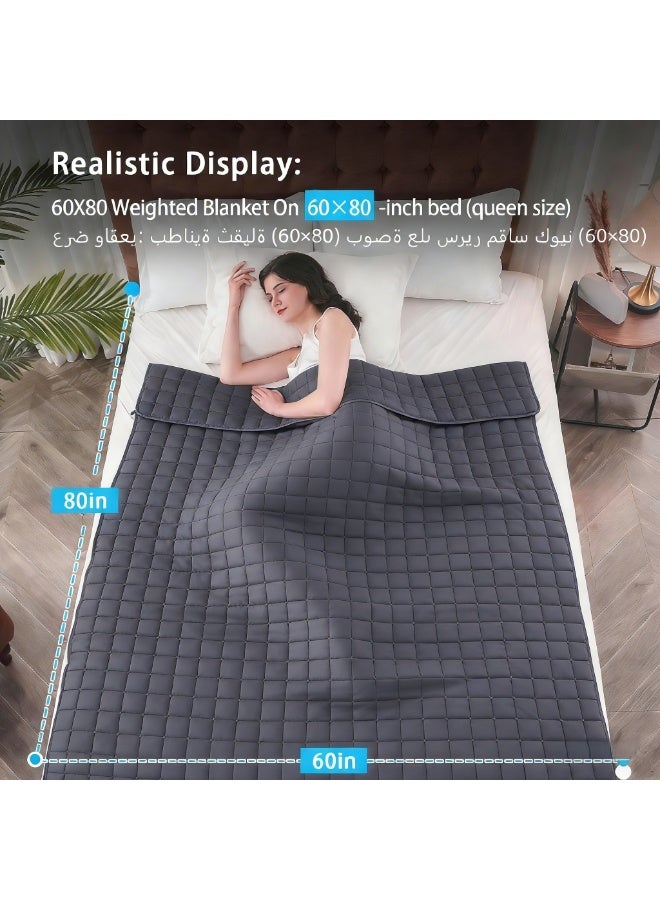 بطانية ثقيلة ممتازة للكبار والمراهقين، بطانية سرير ثقيلة بتصميم 7 طبقات مع خرز زجاجي للتبريد، قماش ناعم يسمح بمرور الهواء للاسترخاء في جميع المواسم (متوفرة بأوزان ومقاسات متعددة: 12، 15، 25 رطل). - Image 3